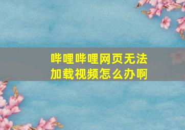 哔哩哔哩网页无法加载视频怎么办啊