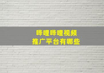 哔哩哔哩视频推广平台有哪些