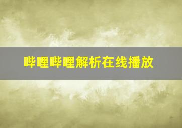 哔哩哔哩解析在线播放