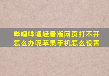 哔哩哔哩轻量版网页打不开怎么办呢苹果手机怎么设置