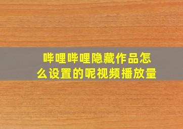 哔哩哔哩隐藏作品怎么设置的呢视频播放量