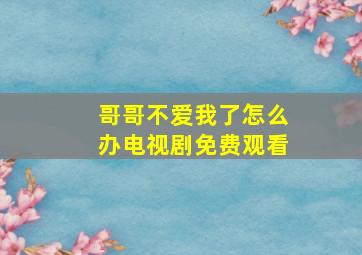 哥哥不爱我了怎么办电视剧免费观看