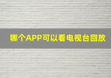 哪个APP可以看电视台回放