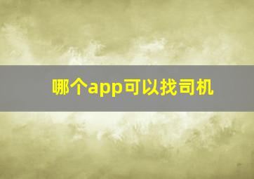 哪个app可以找司机