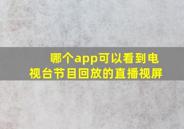 哪个app可以看到电视台节目回放的直播视屏