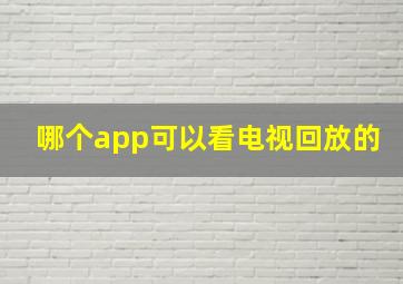 哪个app可以看电视回放的