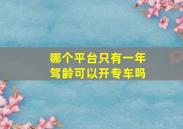 哪个平台只有一年驾龄可以开专车吗