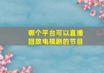 哪个平台可以直播回放电视剧的节目