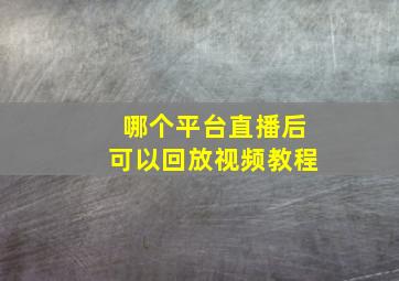 哪个平台直播后可以回放视频教程