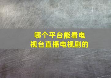 哪个平台能看电视台直播电视剧的