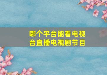 哪个平台能看电视台直播电视剧节目