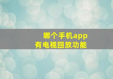 哪个手机app有电视回放功能