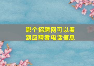 哪个招聘网可以看到应聘者电话信息