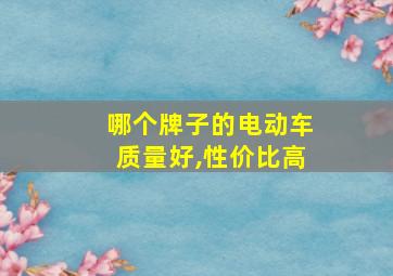 哪个牌子的电动车质量好,性价比高