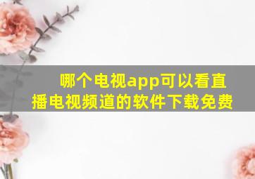 哪个电视app可以看直播电视频道的软件下载免费