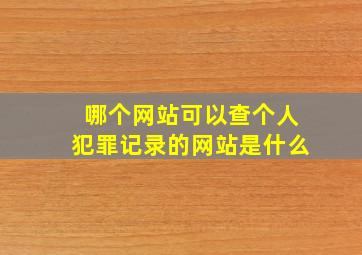 哪个网站可以查个人犯罪记录的网站是什么