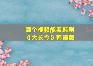 哪个视频能看韩剧《大长今》韩语版