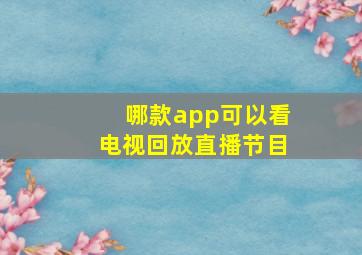 哪款app可以看电视回放直播节目