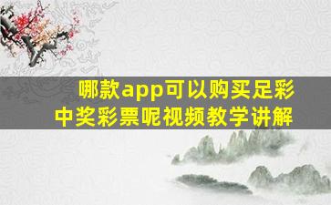 哪款app可以购买足彩中奖彩票呢视频教学讲解