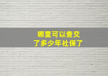 哪里可以查交了多少年社保了