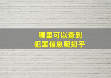 哪里可以查到犯罪信息呢知乎