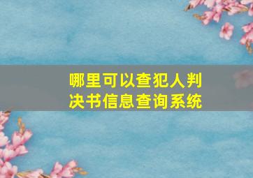 哪里可以查犯人判决书信息查询系统