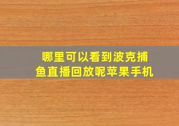 哪里可以看到波克捕鱼直播回放呢苹果手机