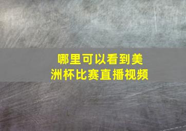 哪里可以看到美洲杯比赛直播视频