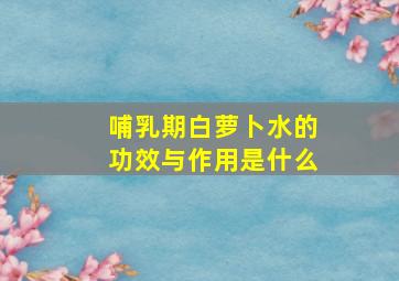 哺乳期白萝卜水的功效与作用是什么