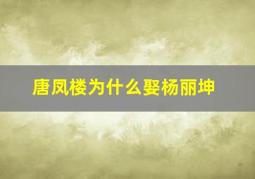 唐凤楼为什么娶杨丽坤