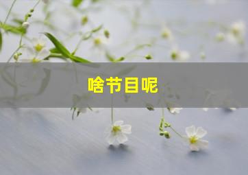 啥节目呢