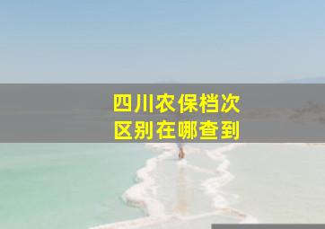 四川农保档次区别在哪查到