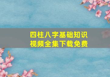 四柱八字基础知识视频全集下载免费