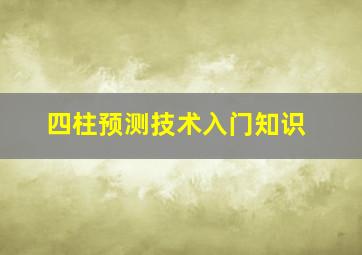 四柱预测技术入门知识