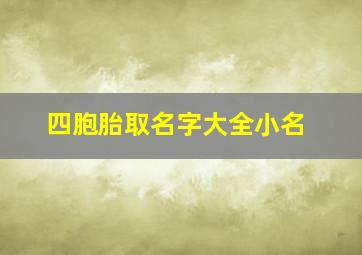 四胞胎取名字大全小名