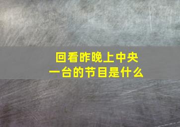 回看昨晚上中央一台的节目是什么