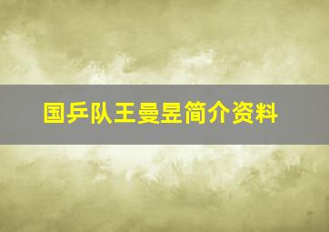 国乒队王曼昱简介资料