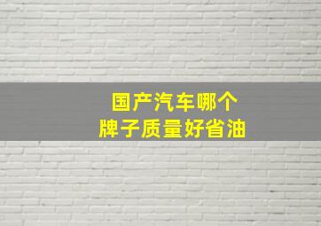 国产汽车哪个牌子质量好省油