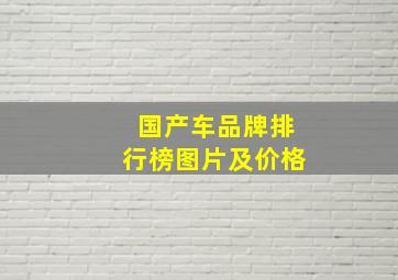 国产车品牌排行榜图片及价格