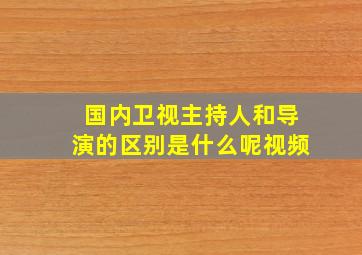 国内卫视主持人和导演的区别是什么呢视频