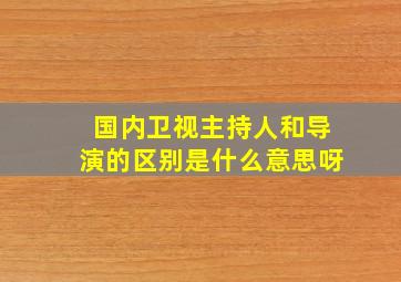 国内卫视主持人和导演的区别是什么意思呀