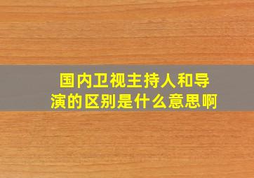 国内卫视主持人和导演的区别是什么意思啊