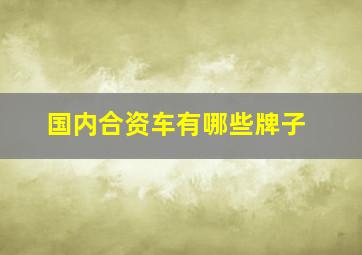 国内合资车有哪些牌子