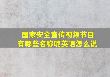 国家安全宣传视频节目有哪些名称呢英语怎么说