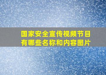 国家安全宣传视频节目有哪些名称和内容图片