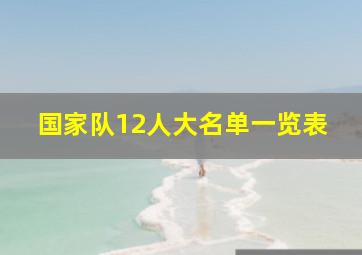 国家队12人大名单一览表