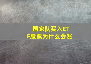 国家队买入ETF股票为什么会涨