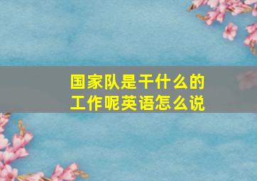 国家队是干什么的工作呢英语怎么说