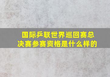 国际乒联世界巡回赛总决赛参赛资格是什么样的