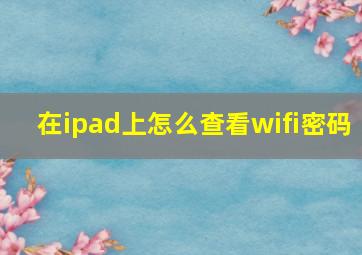 在ipad上怎么查看wifi密码